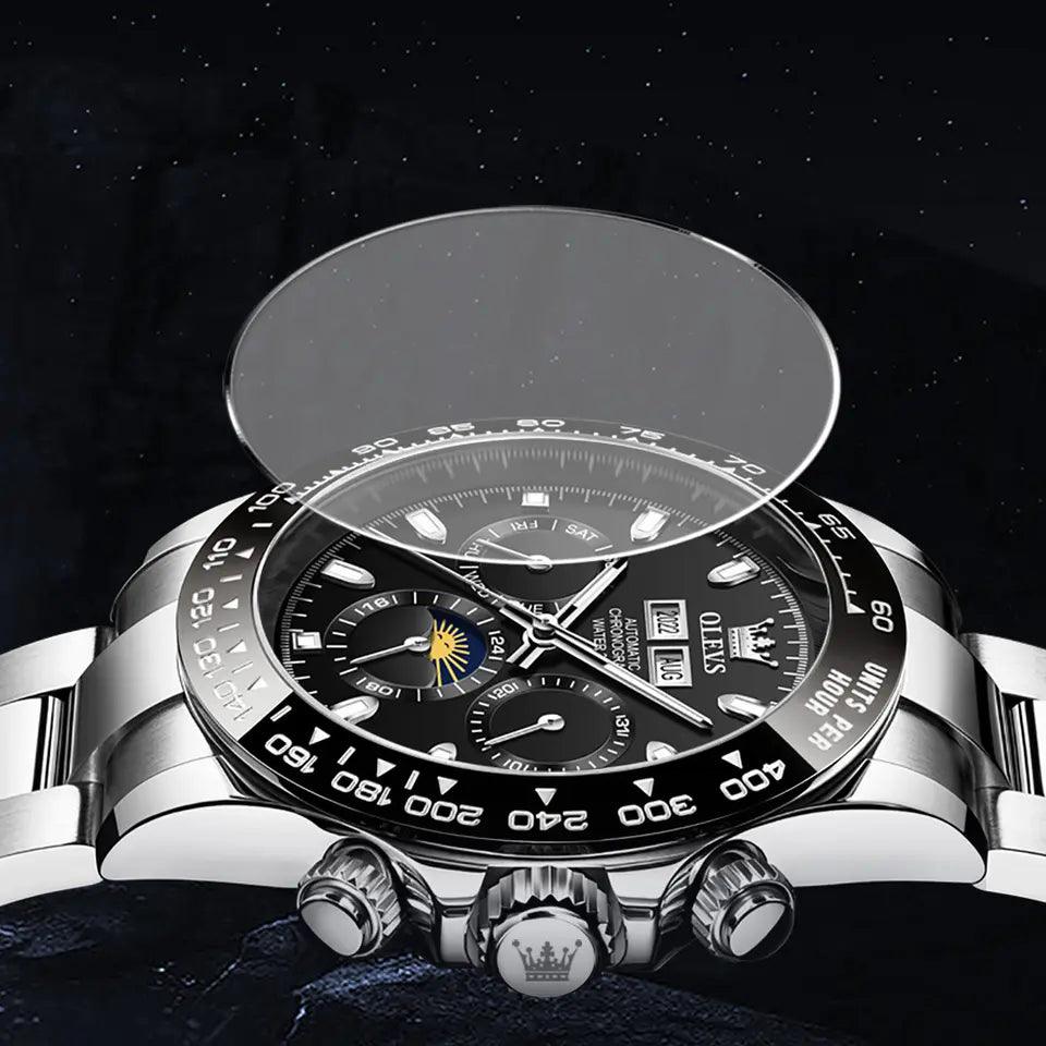 Relógio Masculino Executivo de Luxo com Movimento Mecânico | Olevs 6654