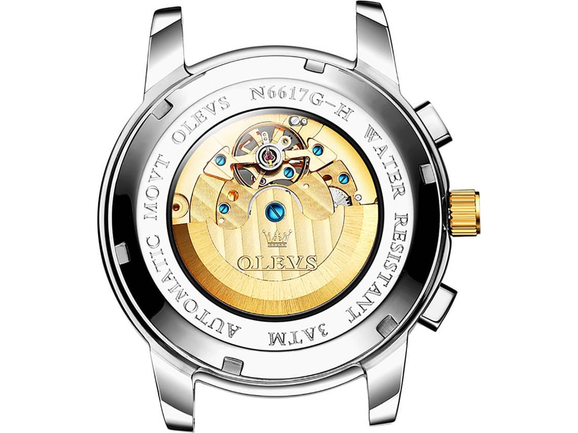Relógio de Quartzo com Algarismos Romanos e Fase Da Lua | Olevs 2856